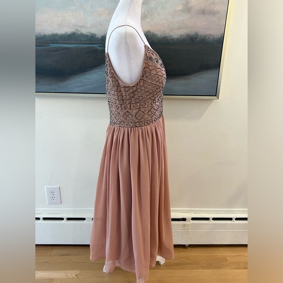 BHLDN ANTHROPOLOGY Bristol Mauve Beaded Bodice Midi Dress size 14 - Picture 7 of 13